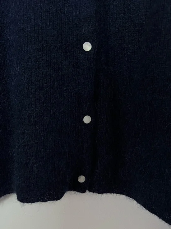Sezane Gaspard Alpaca Mohair Button-Front Sweater Cardigan Navy Contemporary - Picture 7 of 11